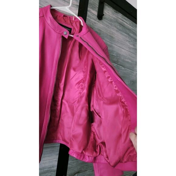 Mason & Cooper Women's Moto Leather Jacket Pink Size 4XL - Picture 9 of 12
